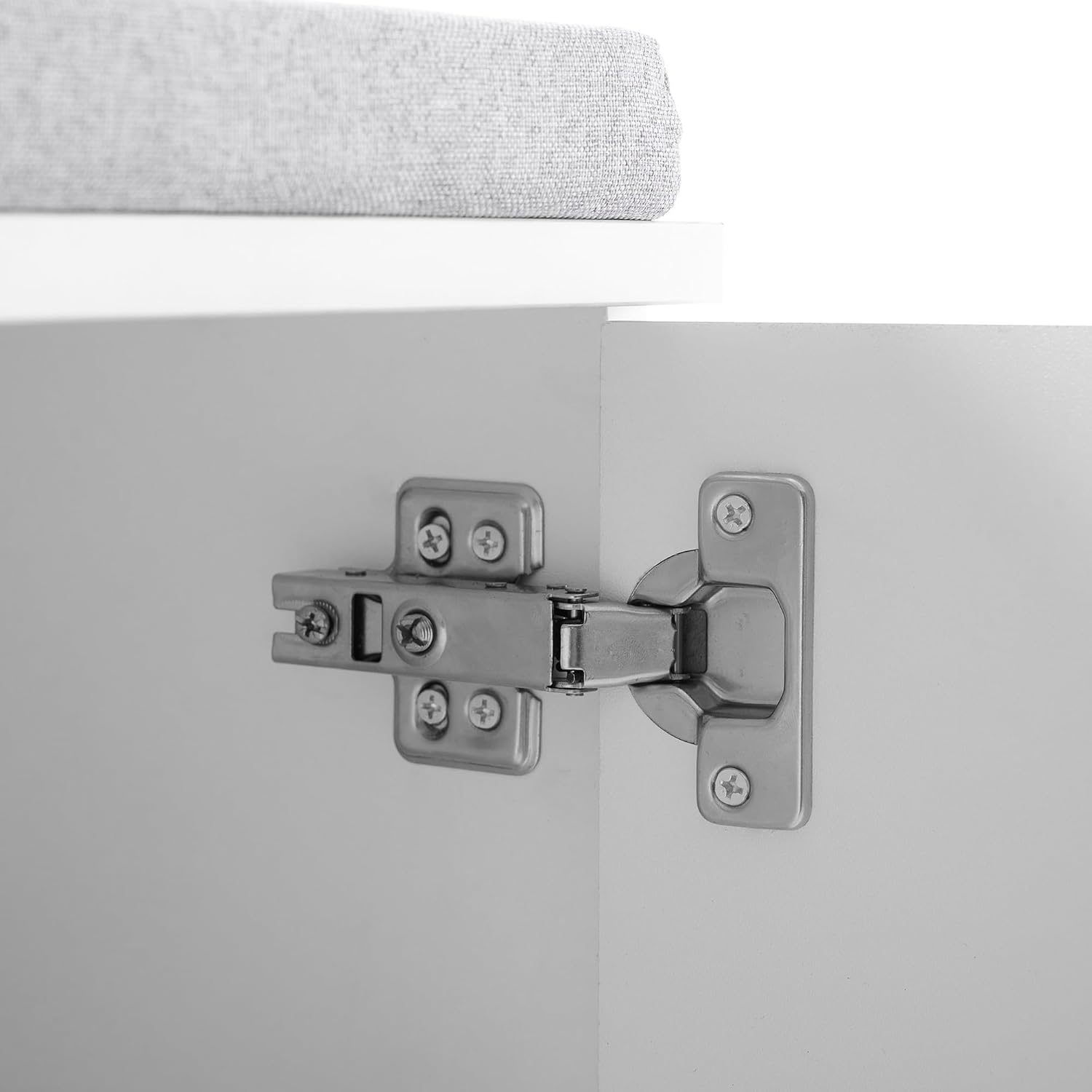 Modern 4-in-1 Hall Tree with Cushion, Versatile Coat Rack with 8 Gold Hooks and Legs, Entryway Bench with Adjustable Shelves & Fluted Doors for Hallway, Living Room