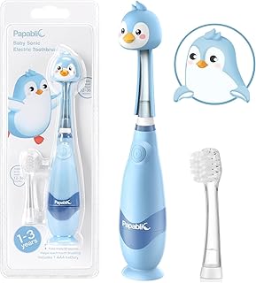 Papablic Toddler Sonic Electric Kids Toothbrush for Ages 1-3 Years, Baby Electric Toothbrush with