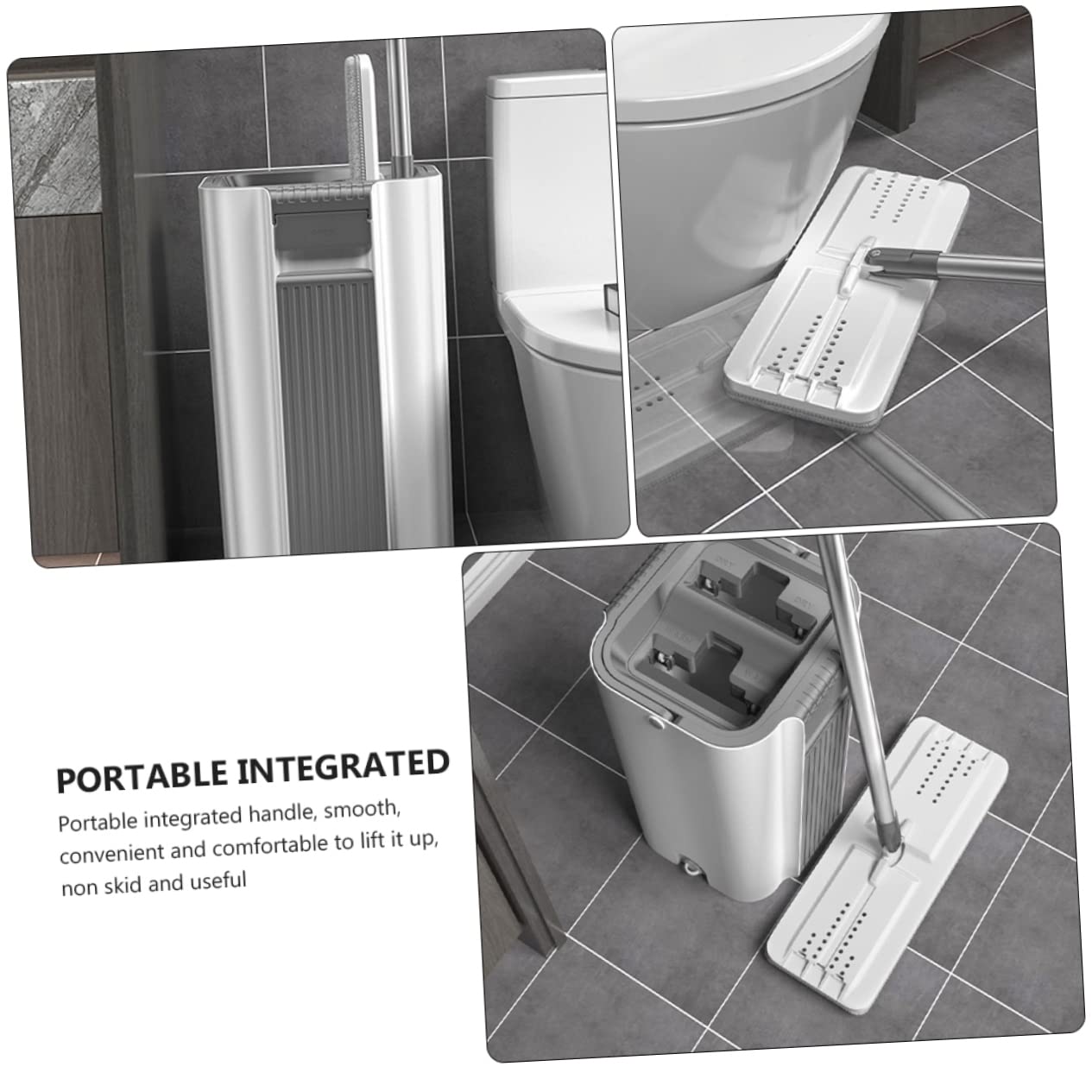Cabilock Kit de Fregona Práctico Microfibra y Mango Integrado Antideslizante para Limpieza de Suelos Hogar y Habitaciones Limpias