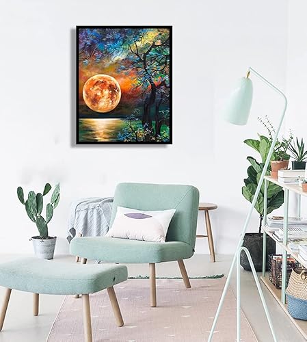 Moon Stamped Cross Stitch Kits - Needlepoint 11Ct Counted Cross Stitch Kits For Beginners Adults Stamped Cross-Stitch Tree Patterns Dimensions Embroidery Kits Arts And Crafts Home Decor #TOP2