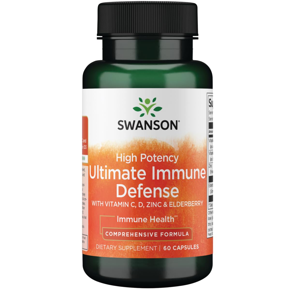 SwansonHigh Potency Ultimate Immune Defense with C, D, Zinc & Elderberry 60 Caps