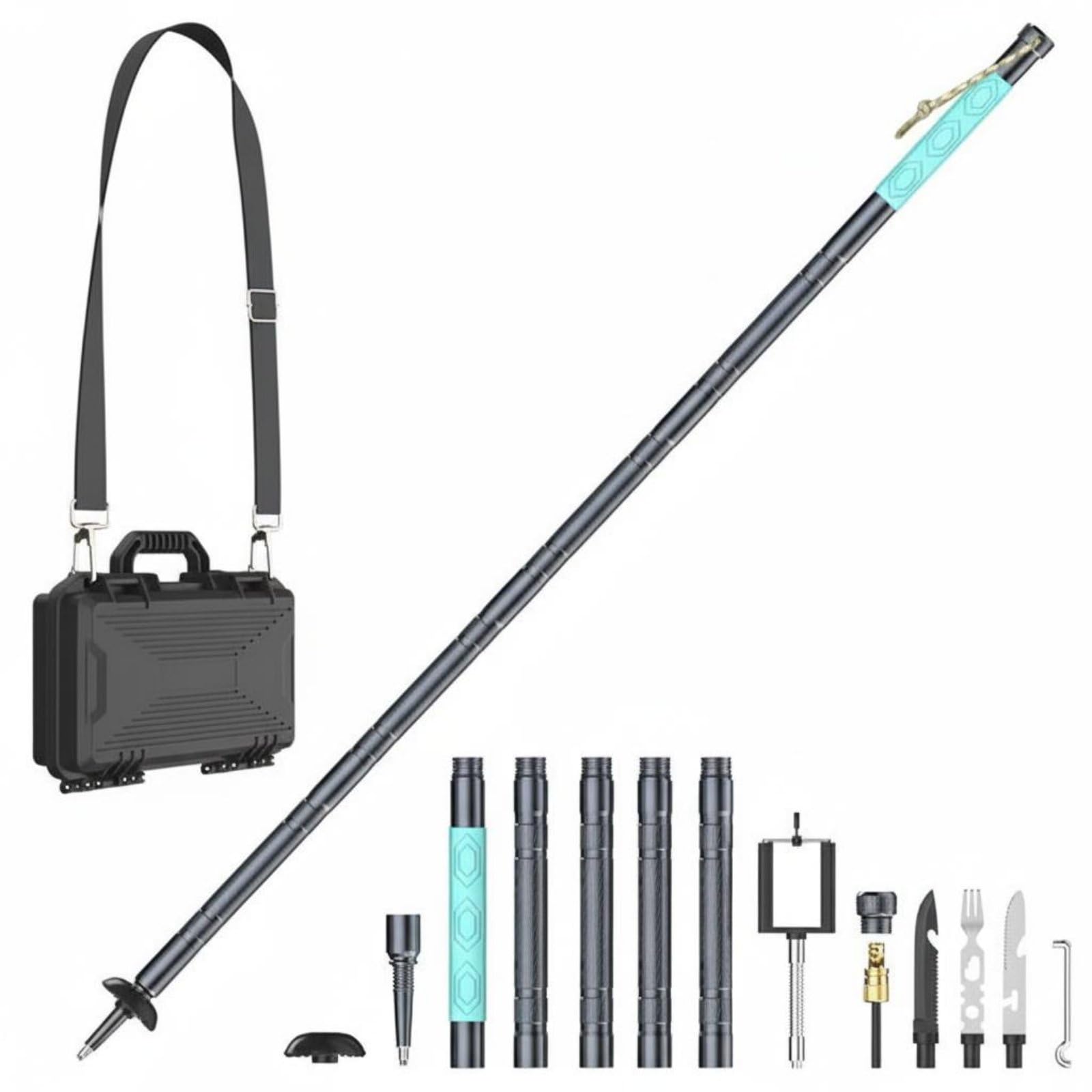 Multifunctional Hiking Stick Set Telescopic Aluminum Alloy Hiking Pole Luminous Trekking Pole Tool Kit Sturdy-Duty for Camping, Tg02-b-image-36
