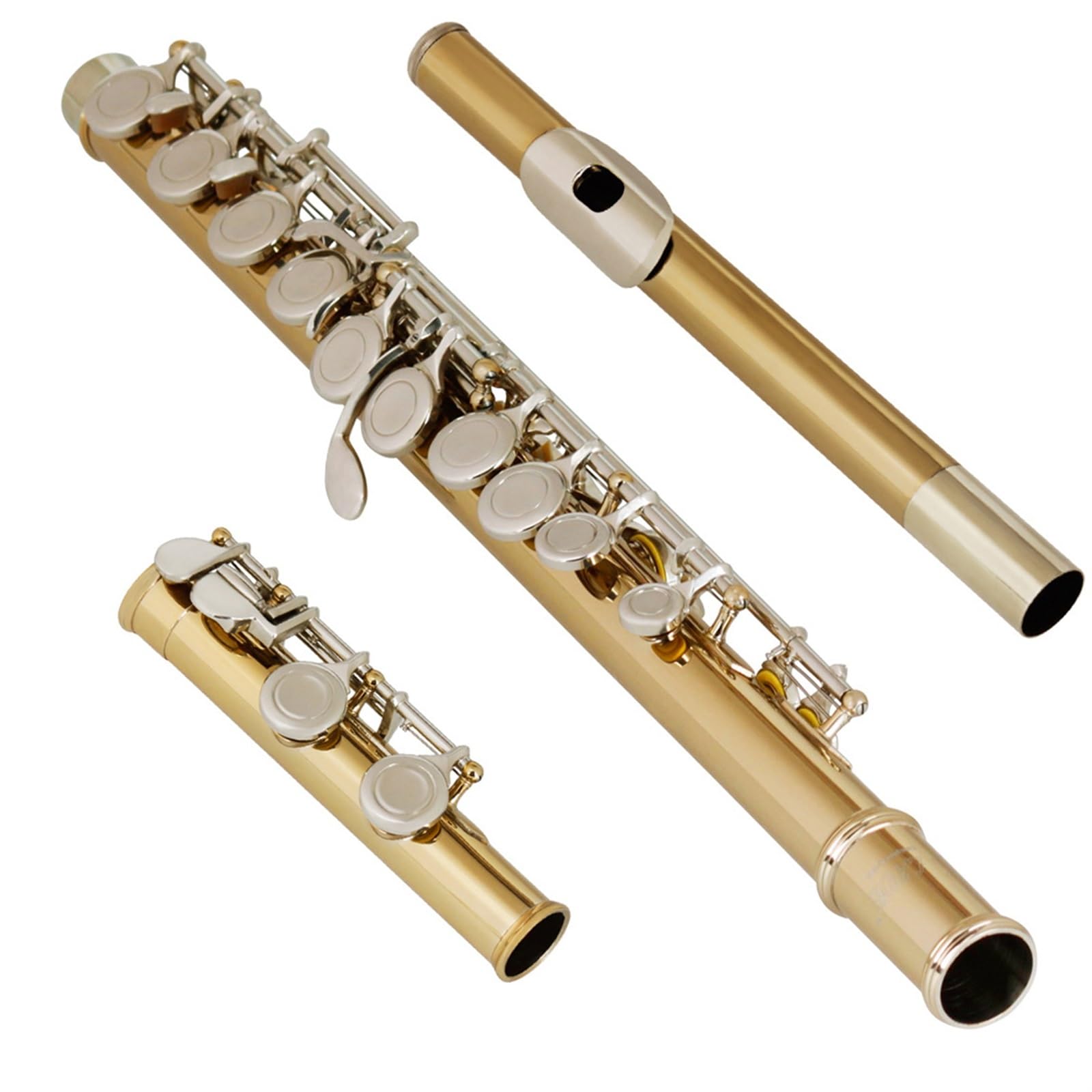 Professionelle Querflöte Gold Silber Schlüssel Flöte Messing Leder Box Verpackung Grade Test Leistung Flöte