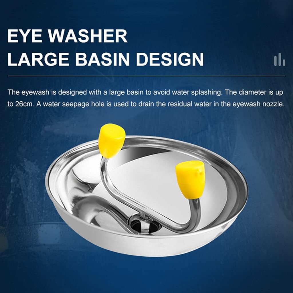 垂直洗眼器、緊急洗眼ステーション304ステンレス鋼ダブルノズル、水出力11.4工場、実験室用