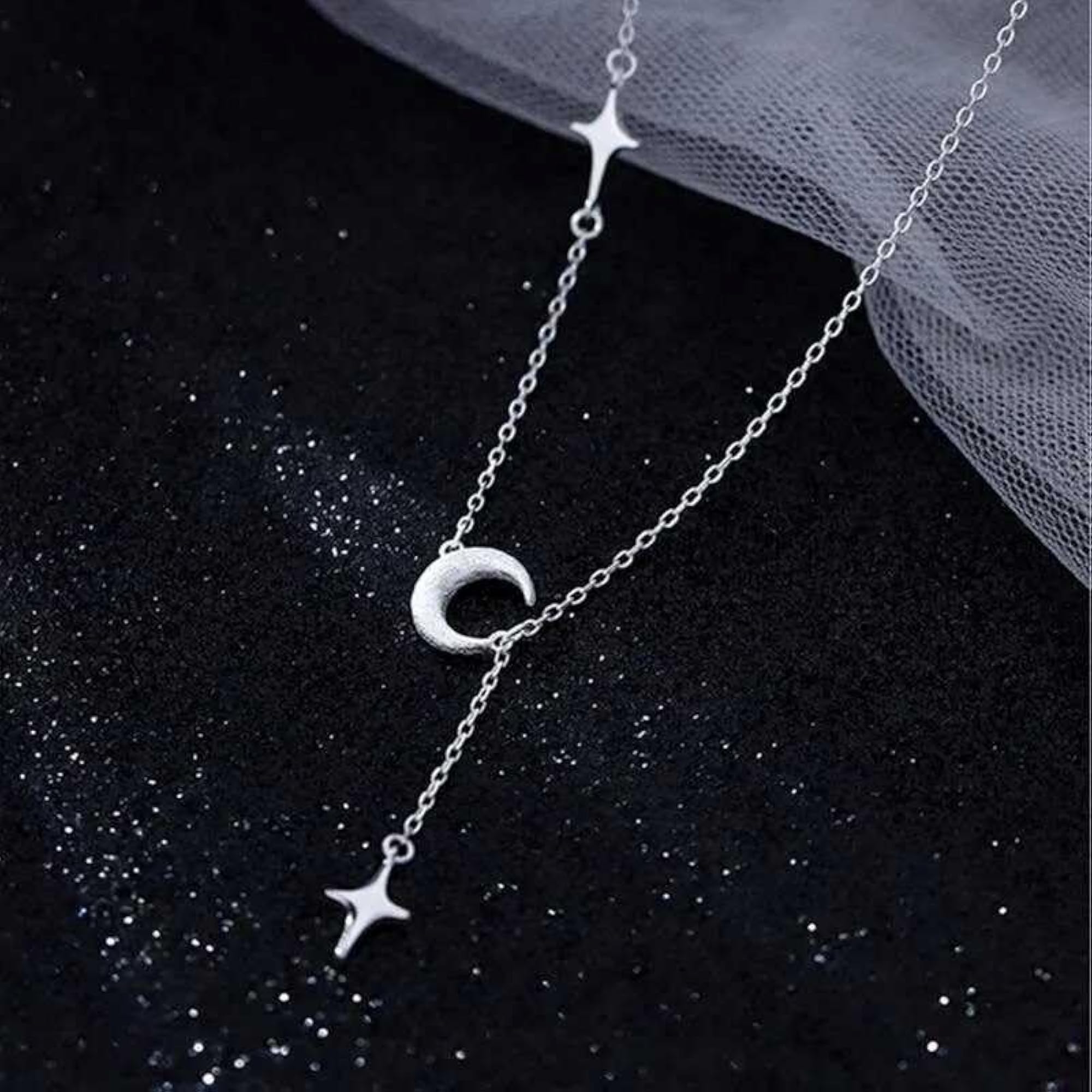 Women's Plated Moon and Star Pendant Necklace, Birthday Gift