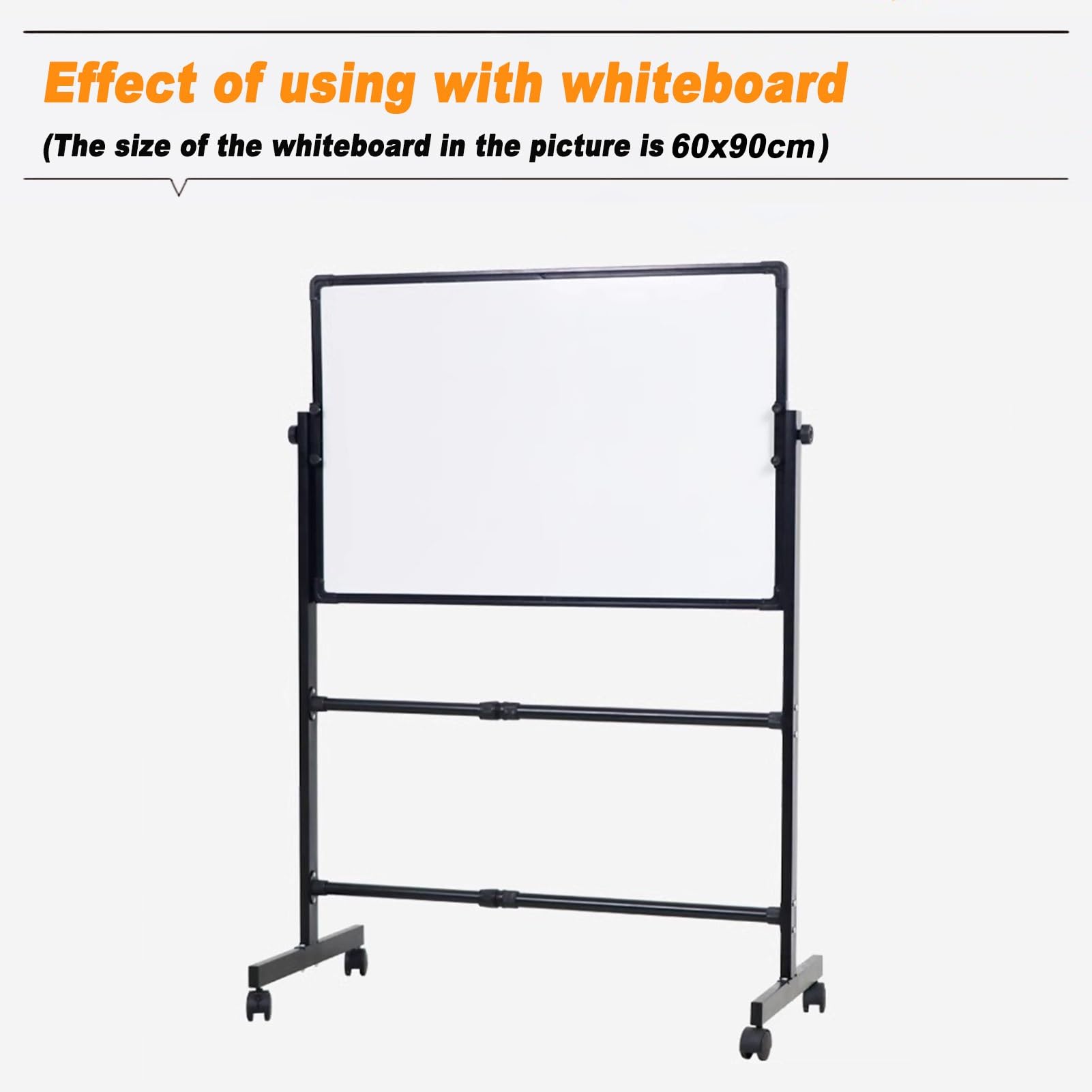 Supporto Mobile per Lavagna Bianca, Lavagna, Lavagna cancellabile a Secco, Supporto Regolabile in Metallo Nero, Adatto per lavagne di Dimensioni 45x60 cm-80x100 cm
