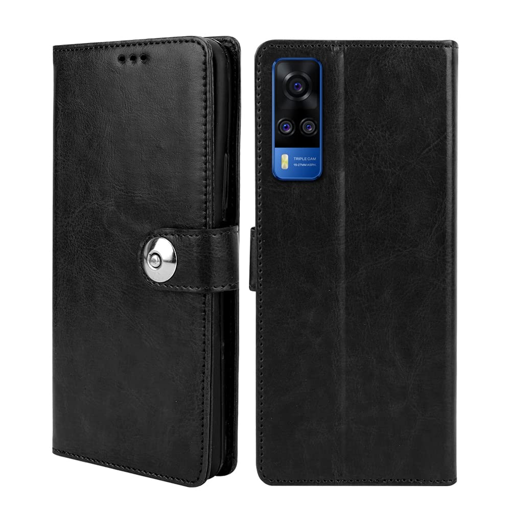 Winkel Premium Vegan Leather Magnetic Loop Flip Mobile Cover Case|Kickstand & Card Holder| Wallet Type with Magnetic Closure for Vivo Y51 2020|Vivo y31 2021|Vivo y53s|Vivo Y51a-(Black Color) (B09VHZRB3P) Amazon Price History, Amazon Price Tracker