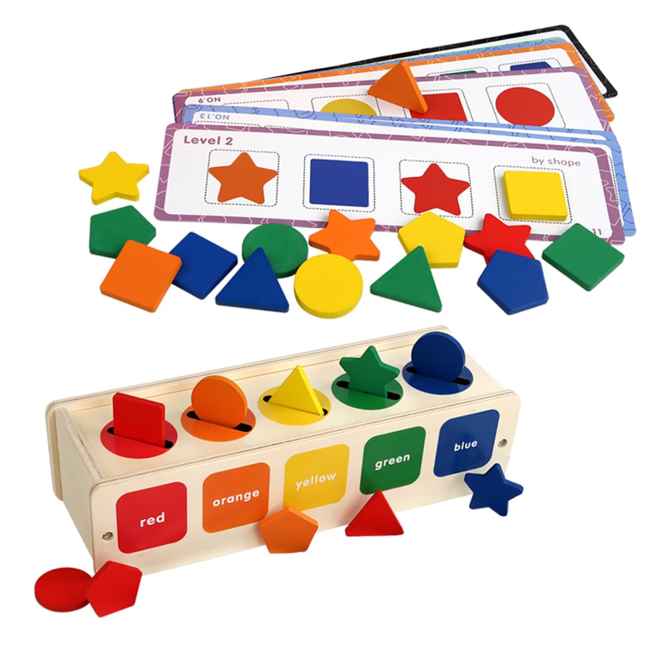 Gatuida Juego de Clasificación de Formas de Madera y Papel para Niños, Desarrollo Cognitivo de Colores y Juego Interactivo para Padres E Hijos