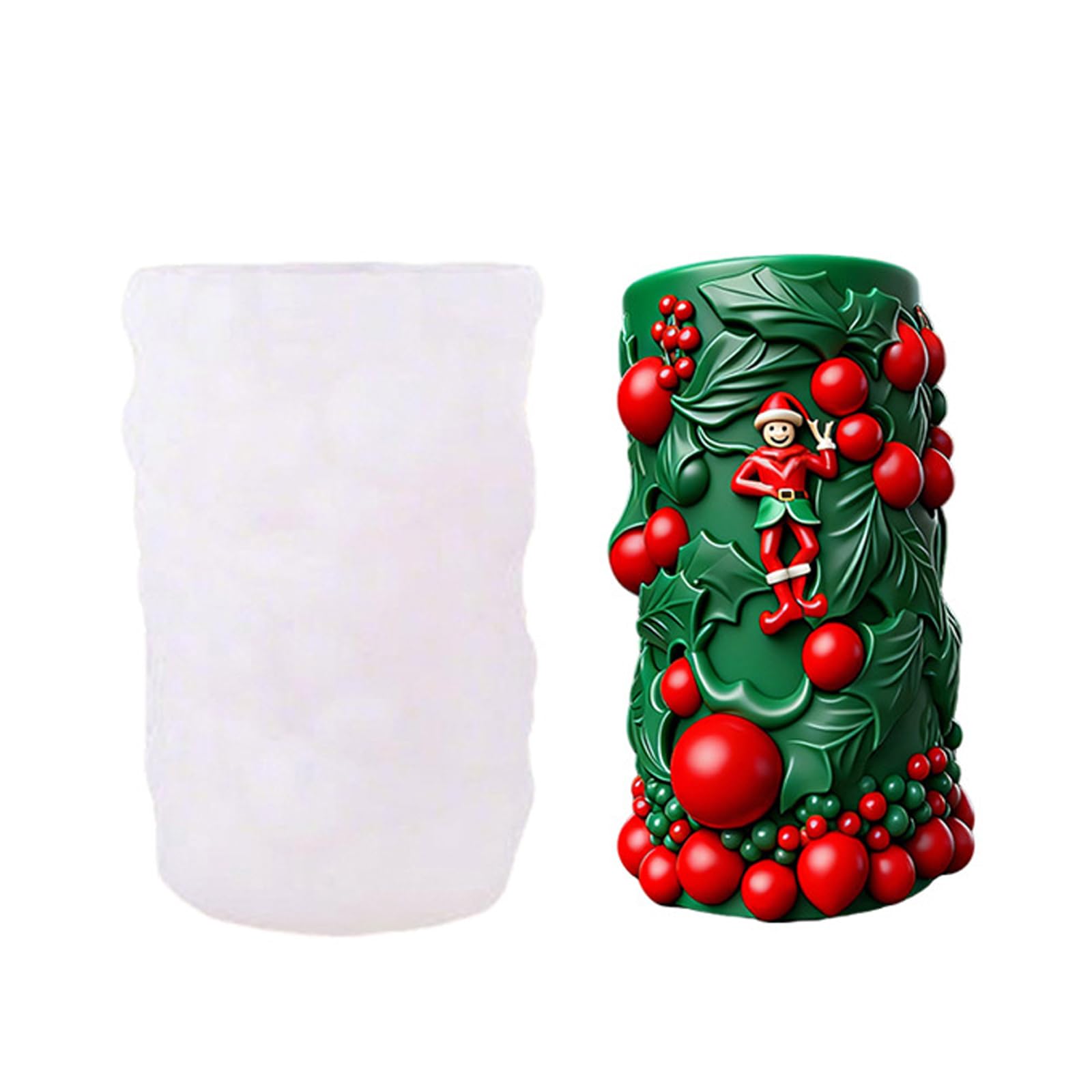 Tsophreniq Christmas Silicone Clown Embossed Cylindrical Mold for Soap Chocolate Holiday Decoration Christmas Molds for Making