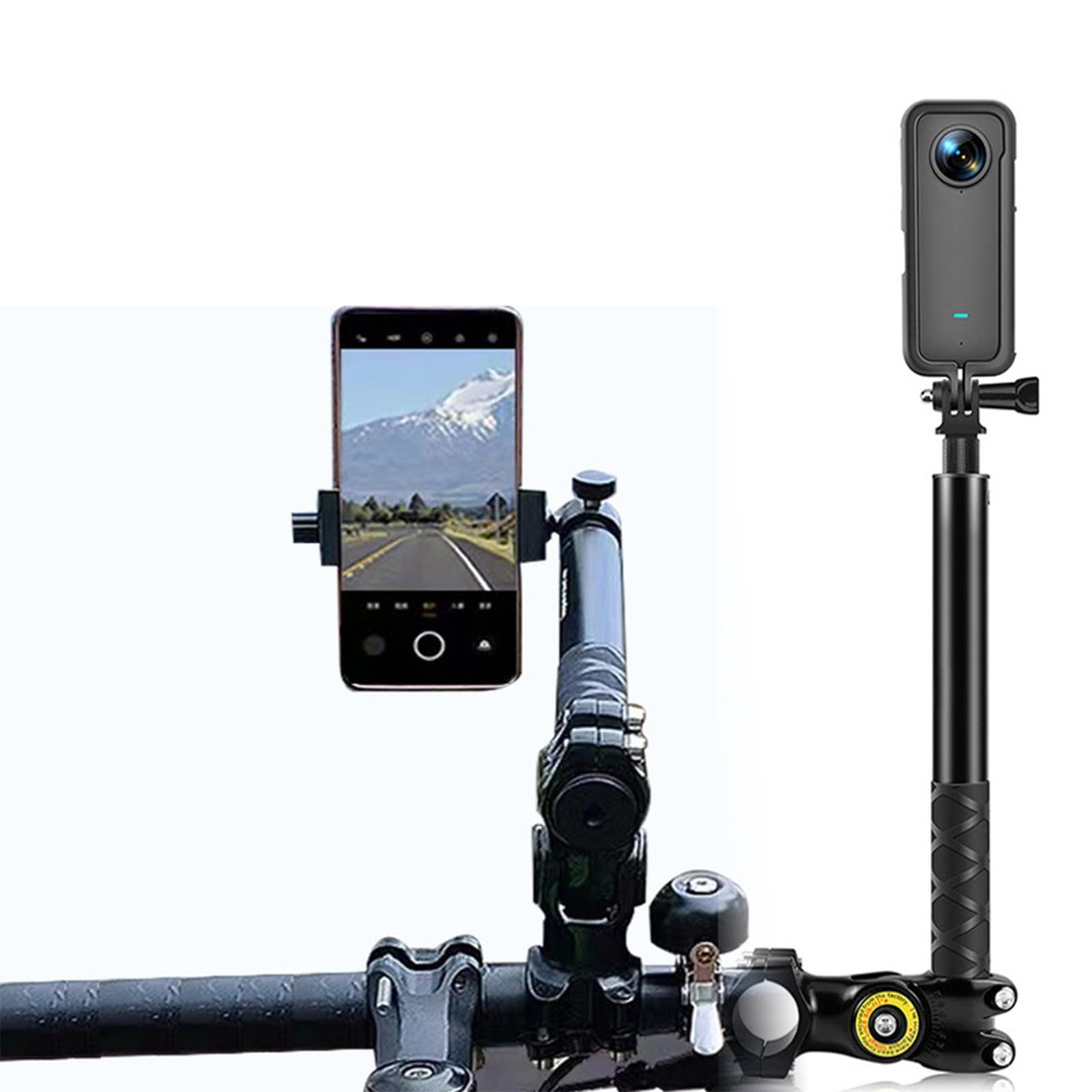 Soporte giratorio para cámara de motocicleta y ciclismo, para cámaras de acción de aventura, montaje en manillar, accesorio de seguimiento