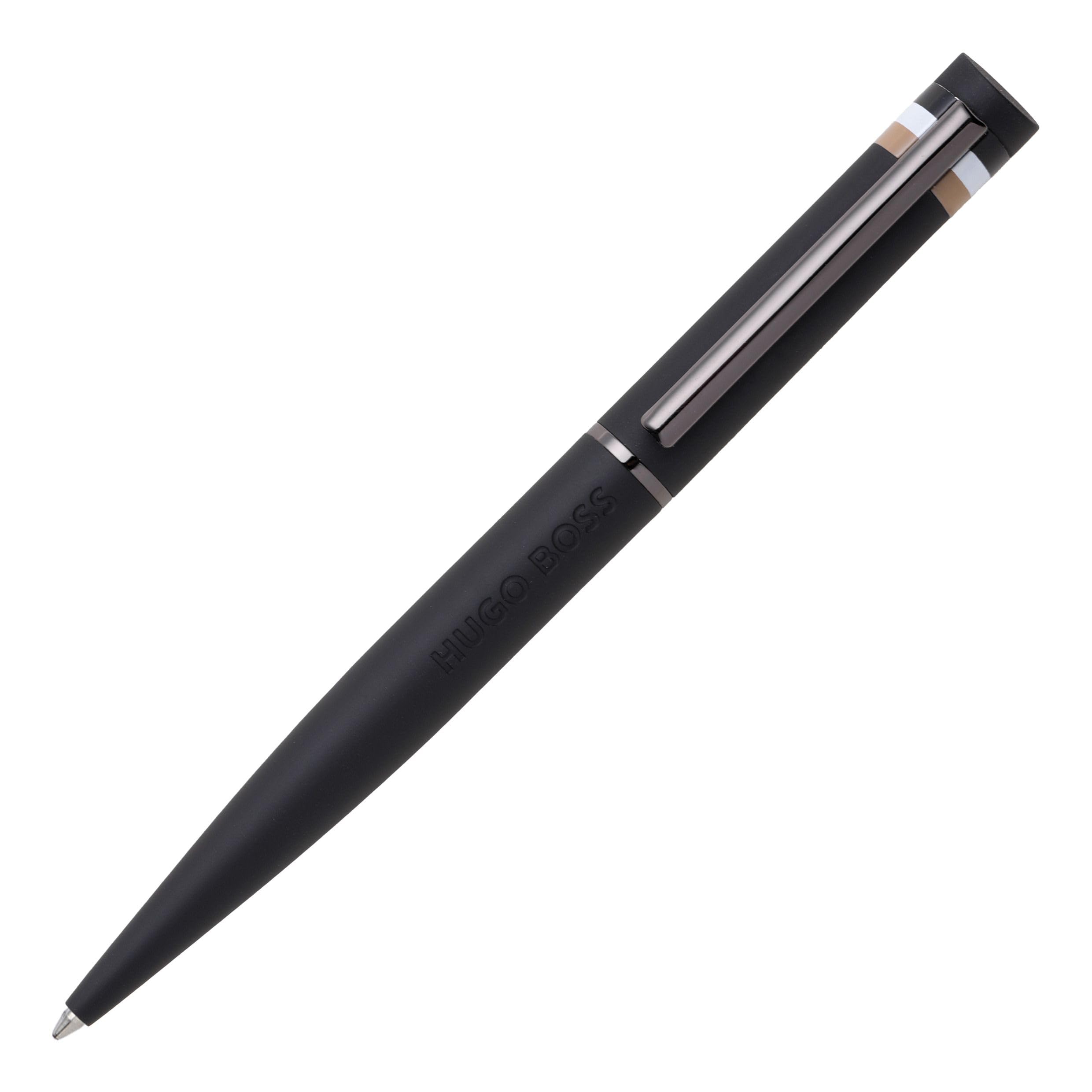 HUGO BOSS Loop Iconic HSG3524A Ballpoint Pen Brass and Rubber Black Length: 14.6 cm