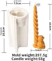 Vista 17 de Christmas Spiral Taper Candle Mold, Long Twisted Silicone Candle Mold, Christmas Pillar Candle Mold for Candle Making, Xmas Home Decor (Deer)