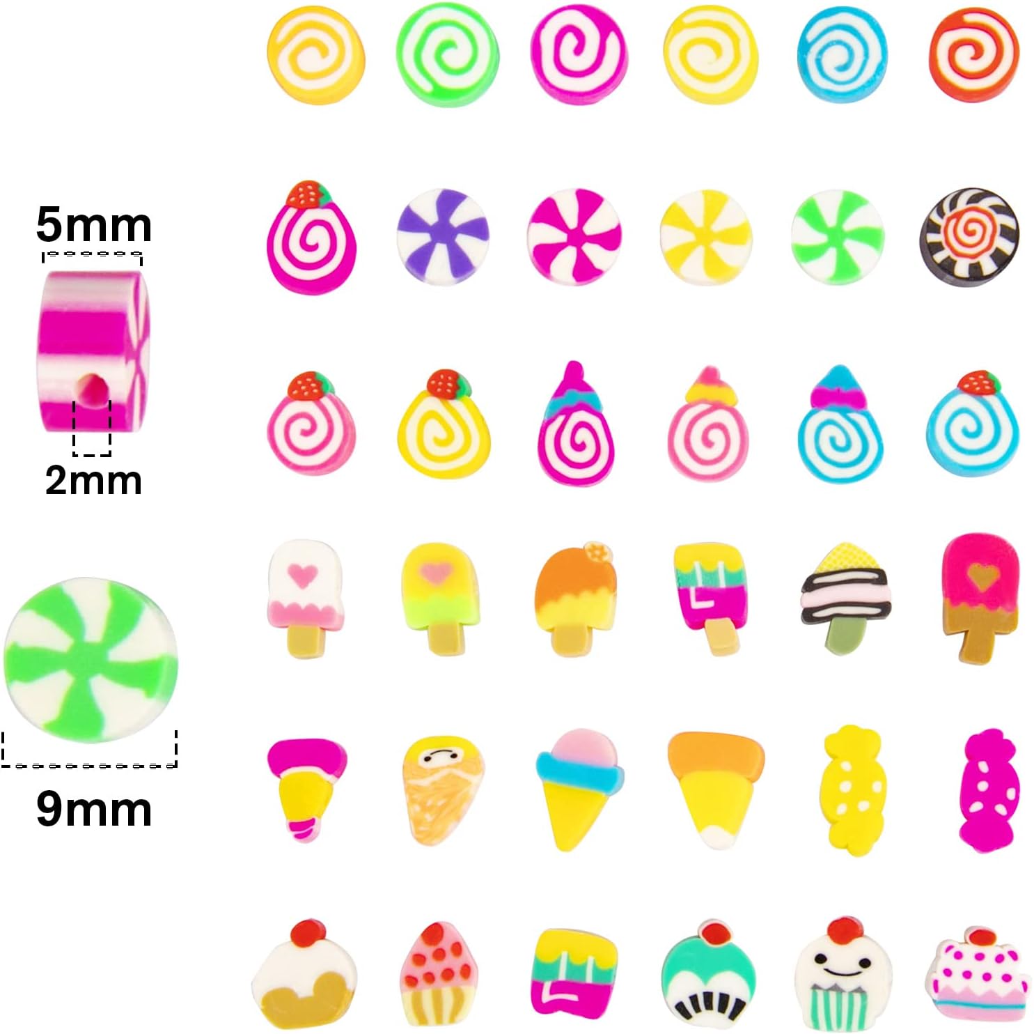 200PCS Colorful Candy Polymer Clay Beads 10mm Mixed Candy Ice Cream Spacer Beads Handmade Polymer Clay Beads Kit Bulk for Jewelry Making DIY Bracelet Necklace - Image 3