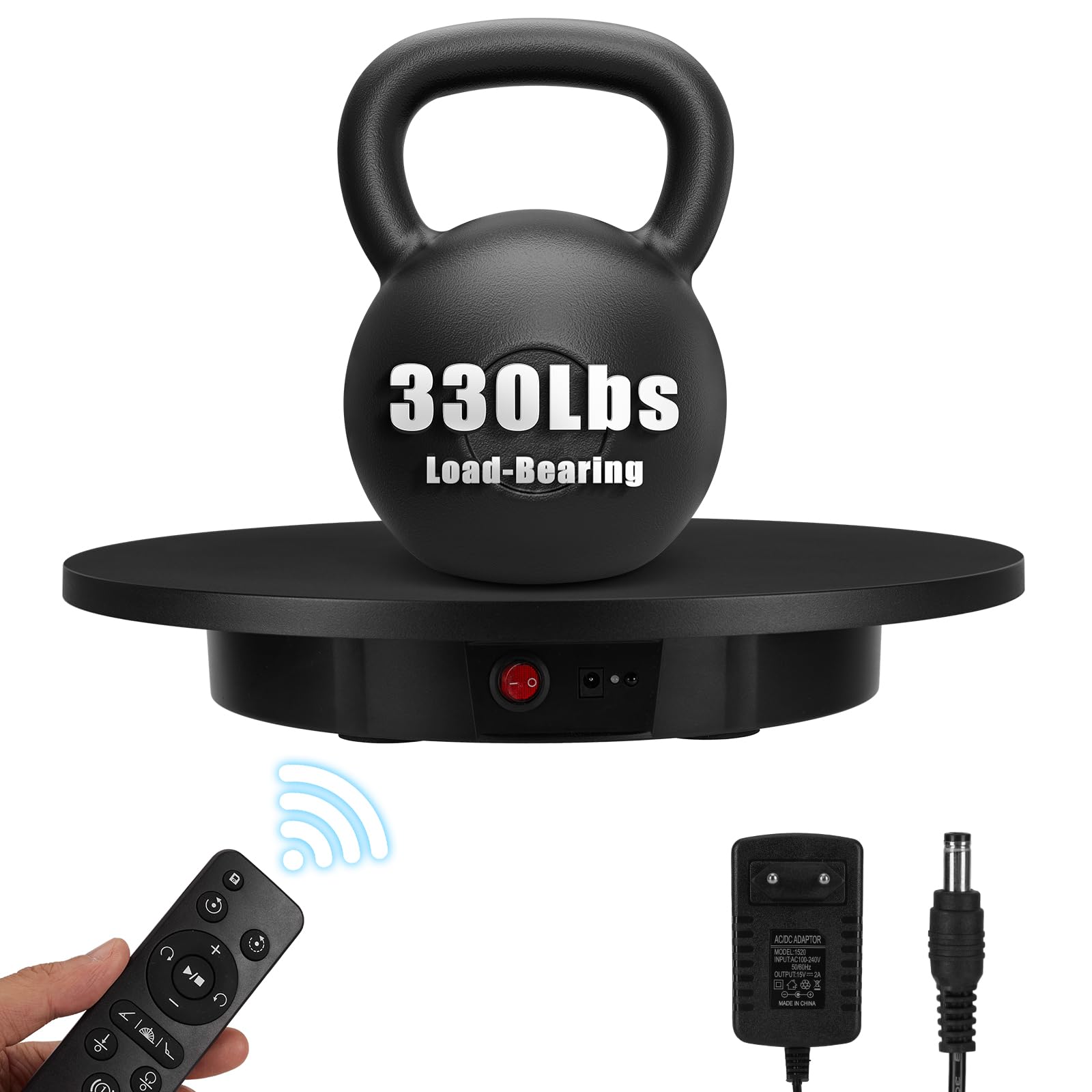 Motorized Rotating Display Stand, Remote Control Rotating Display Stand, 360 Degree Mute 330 Lbs Load Electric Rotating Platform for Photography Products, Live Video Show, Angle Speed, Wired