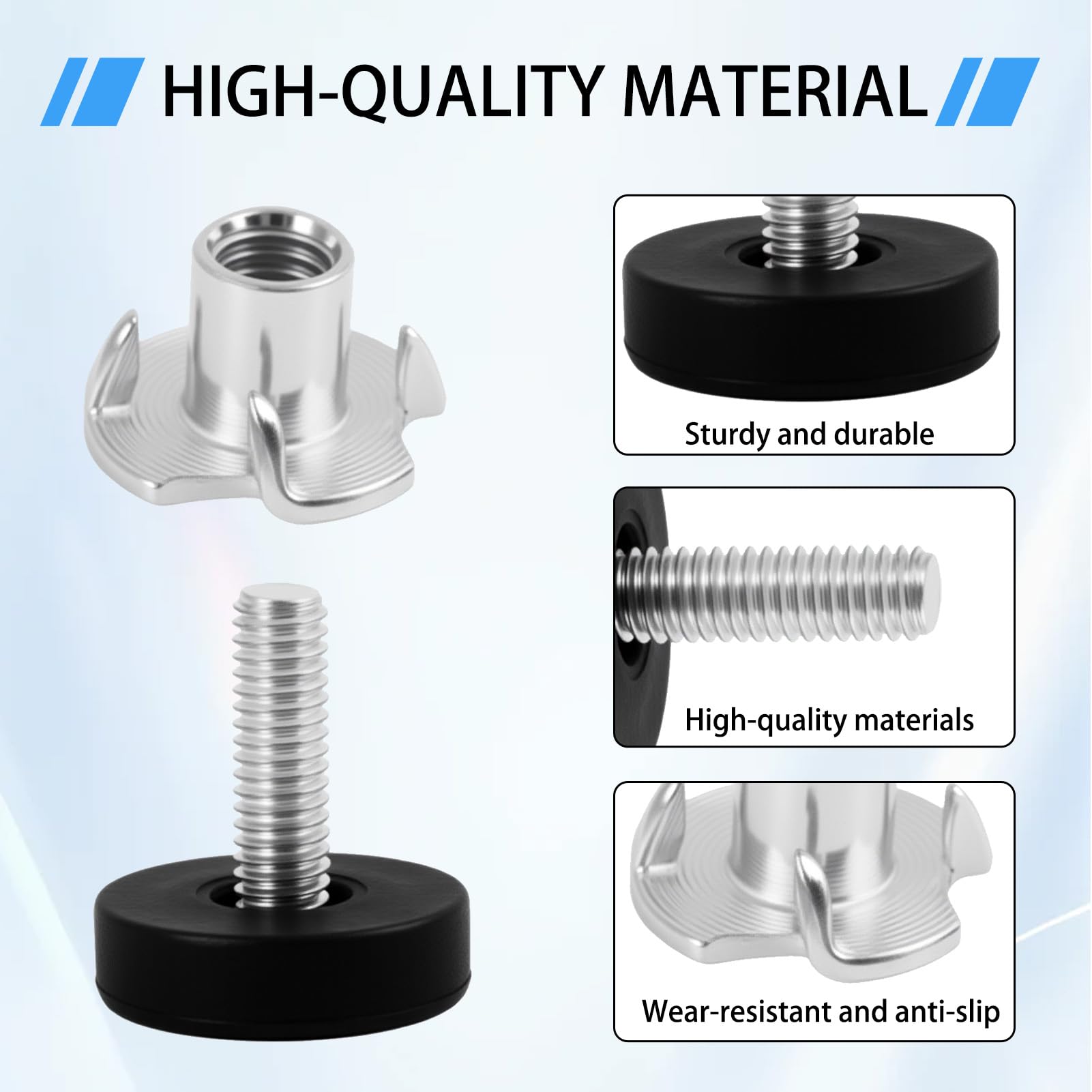 CeoxThao 16 Sets Adjustable Furniture Feet with Drive-in Nut M6, Threaded Furniture Adjustable Levelers - Image 3