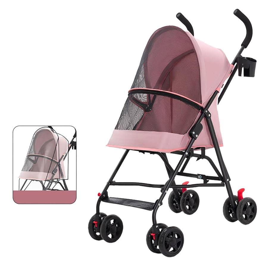 ピンクのペットカート 中型犬用 折りたたみ式 ペットカート 小型犬 折りたたみ 中型犬 4輪 分離式 猫 犬