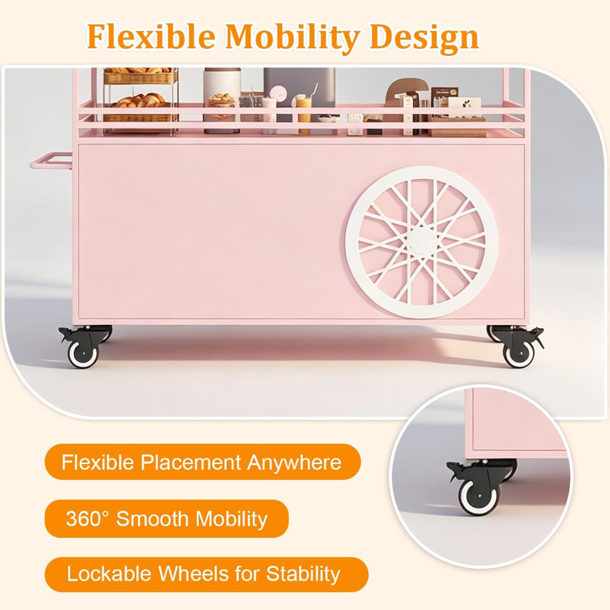 Carrito de Venta Profesional con Ruedas Giratorias de 360°,Puesto Portátil | Carro de Venta Puesto de Venta con Toldo y Ruedas, Mostrador Móvil para Mercados y Venta Ambulante(Black,100cm)