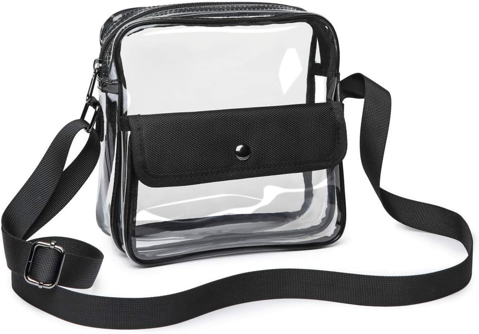 SPEEDEVE Clear Crossbody Bag for Women Men Waterproof Multifunction Tote Bag,Black