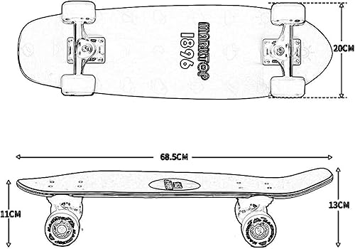 Miniatura 2 de KouRy Patinetas para principiantes, patineta completa, 7 capas de arce canadiense doble patada cóncava estándar y trucos monopatines para niños y