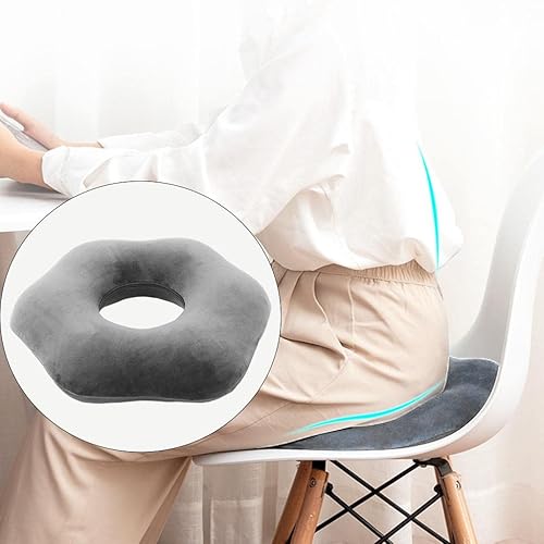 Miniatura 4 de pistro Cojín ortopédico para asiento de hemorroides para coxis y coxis, para asiento de automóvil, hogar u oficina, color gris
