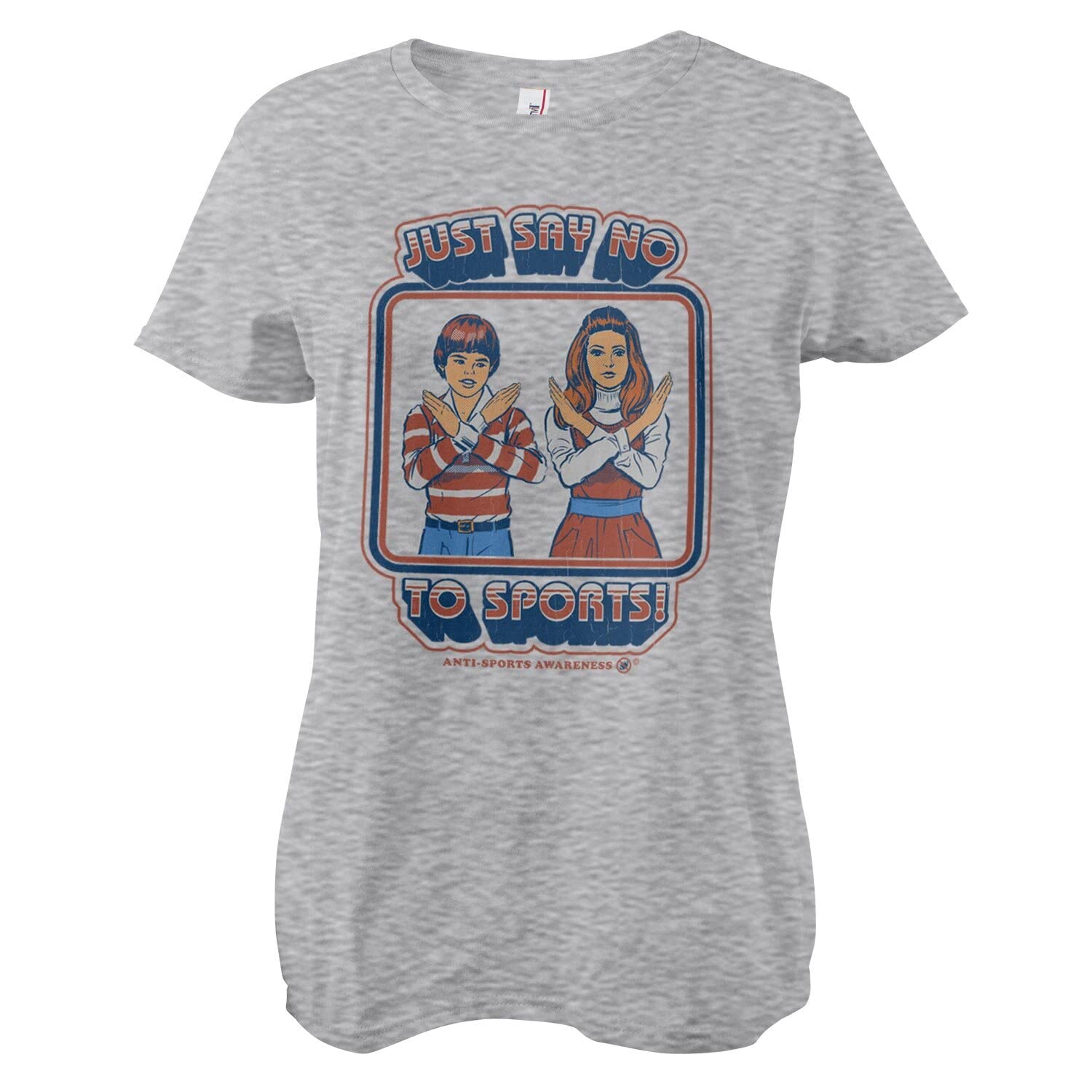 Steven Rhodes Women's Heather Grey Officially Licensed Just Say No To Sports T-Shirt (Heather Grey), X-Large