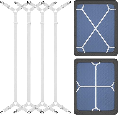 Miniatura 8 de ZHOUBIN Correas de soporte para sábanas, correas elásticas ajustables entrecruzadas para todas las sábanas, fundas de colchón (2 juegos4 piezas,