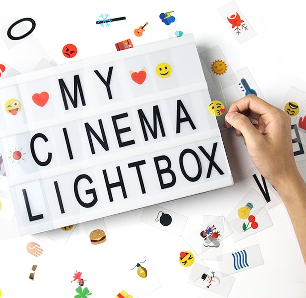 Led Cinema Lightbox, Solotree Decorative Light box with Free Combination Letters, Symbols and Emoji for Decoration, Gift and Sign (170pcs Signs)