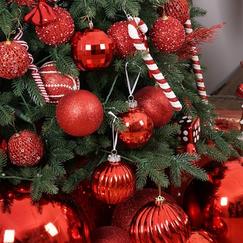 image for XmasExp Large Christmas Ball Ornaments,4pcs Red Giant Shatterproof Pla