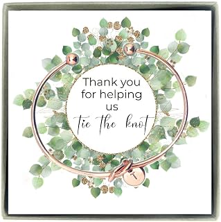 Thank you for helping me tie the knot, Bridesmaid tie the knot bracelet with custom initial and birthstone charm, Wedding party gifts from bride