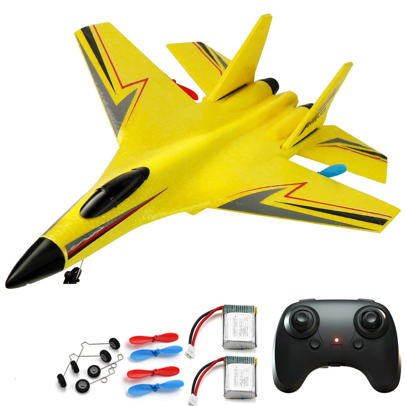 Remote Control Airplane for Ages 14 Years, 2 Channels Foam RC Planes Jet Wireless Toy,Hobby RC Glider Aircraft for Beginners Teen Adult Yellow