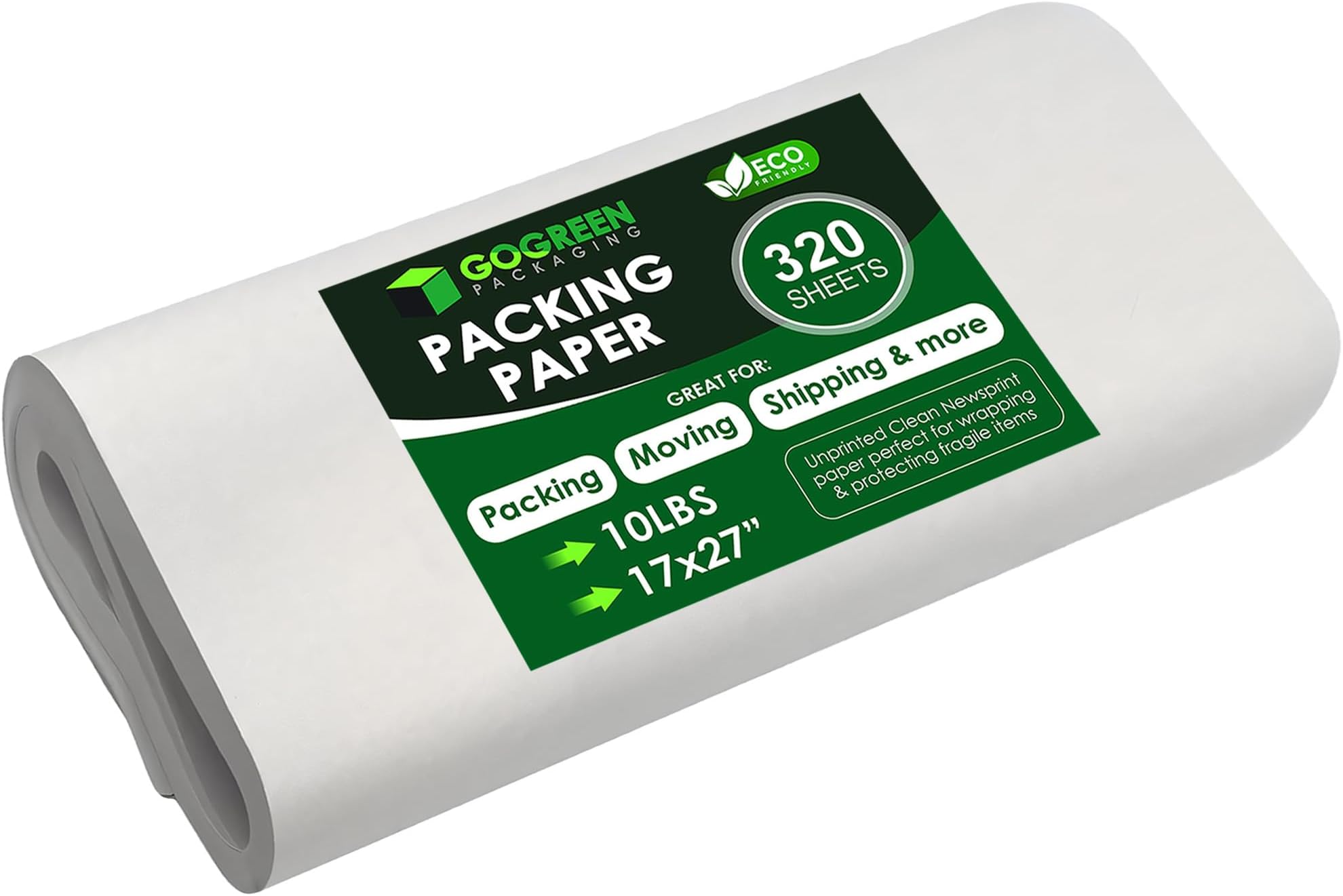 Newsprint Packing Paper โ 320 Sheets, Large 27" x 17" Unprinted Packing Paper Sheets for Moving, Shipping, Wrapping & Storage | Packaging Paper for Moving, Packing, Made in USA.