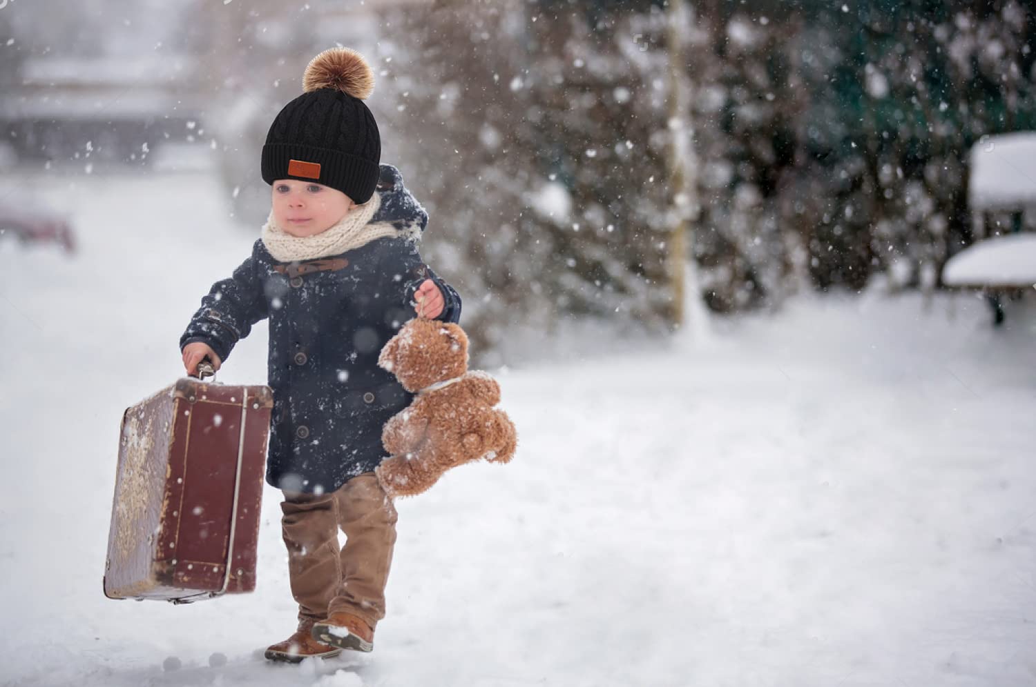 3 en 1 Conjunto de Gorro, Bufanda y Guantes para Niños y Niñas - Set Beanie Invierno Sombrero de Punto