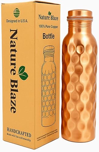 Miniatura 10 de Botella de cobre llana Ayurvédica Botella de agua deportiva Fitness Yoga a prueba de fugas - 1000ML Botella llana de cobre 1Ltr,Botella de diseño