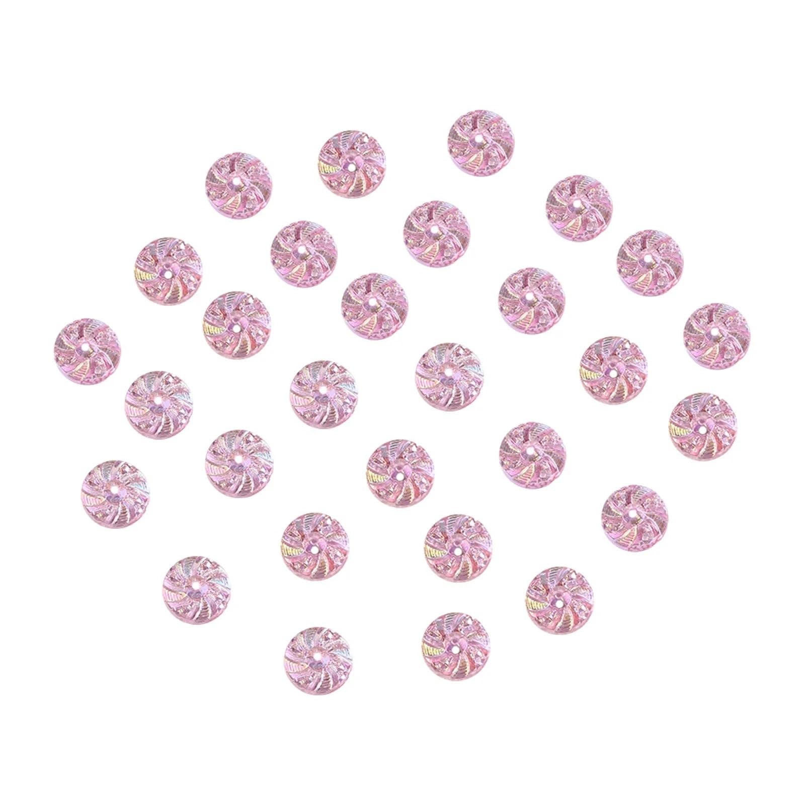bottoni, Bottoni automatici in resina con strass retro piatto, confezione da 100, multicolore, 10 mm(Pink)
