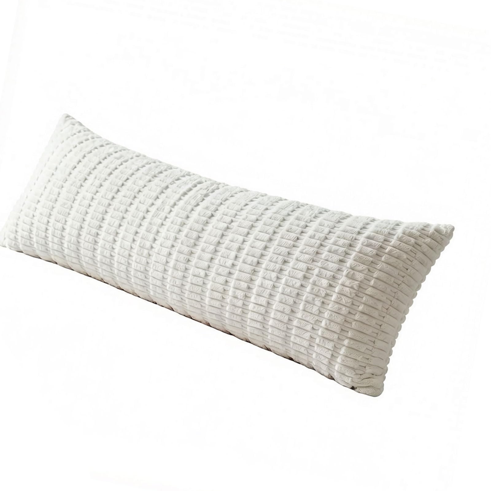 Pangboer White Sofa Backrest Pillow Cover Long Corduroy Reversible Textured Slip-On Construction For Lounge Bed Layered Decor Accent Body Pillow Sham Backrest Cushion Sham Corduroy Reversible Sofa Rest Cover Reading
