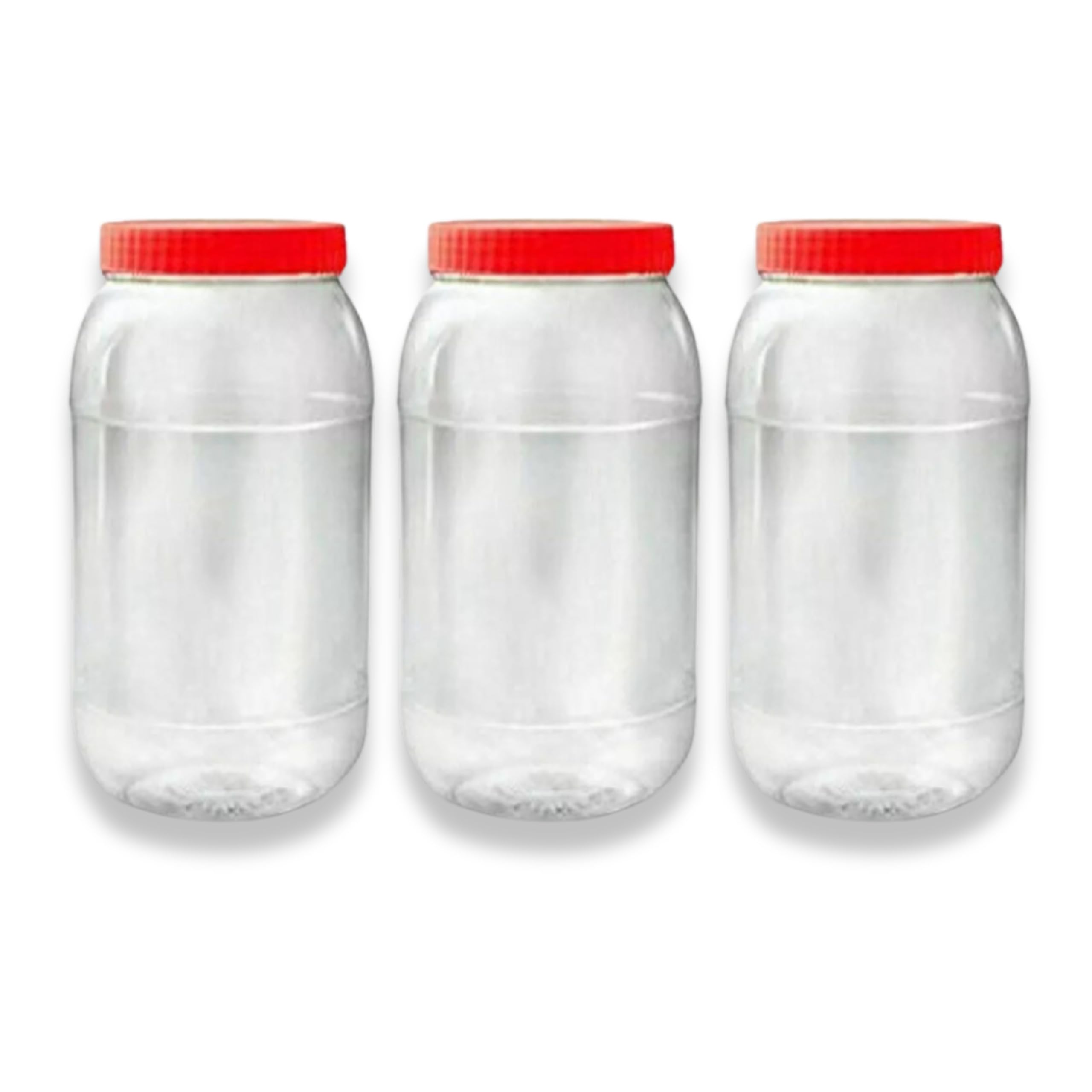 QUANTA Plastic Jars with Lids – Clear Storage Containers – Airtight, Stackable, BPA-Free Container Jar for Spices, Sweets, Crafts, Dog Treats – Reusable & Durable (3, Clear/Transparent, 4000ml)