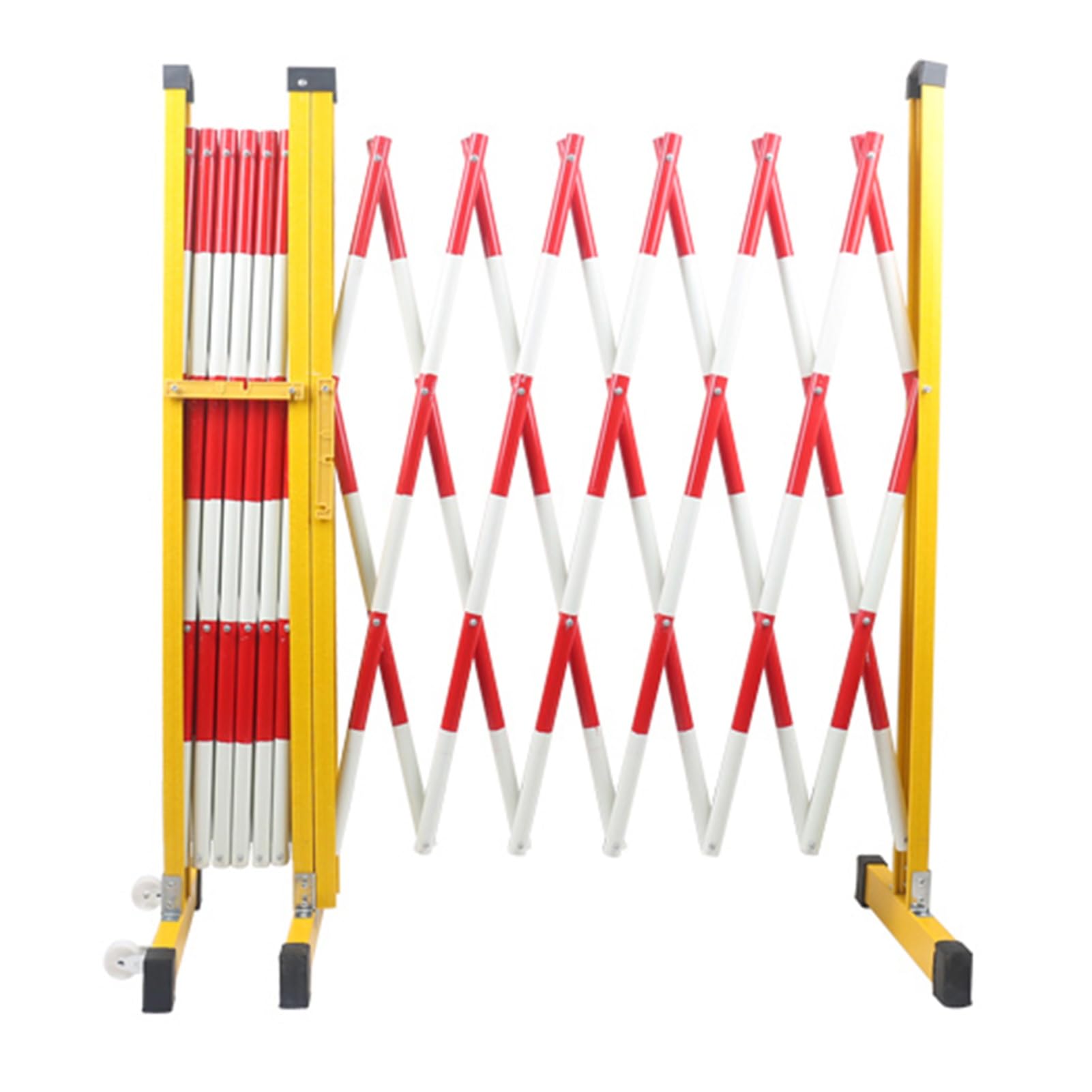 WQPMNYG Security Barrier,Mobile Retractable Safety Guardrail, Foldable Isolation Railing with Wheels, Outdoor Traffic Barrier, Space-Saving Fence (White Red, 16.4ft/500cm) - Ideal for Events & Safe