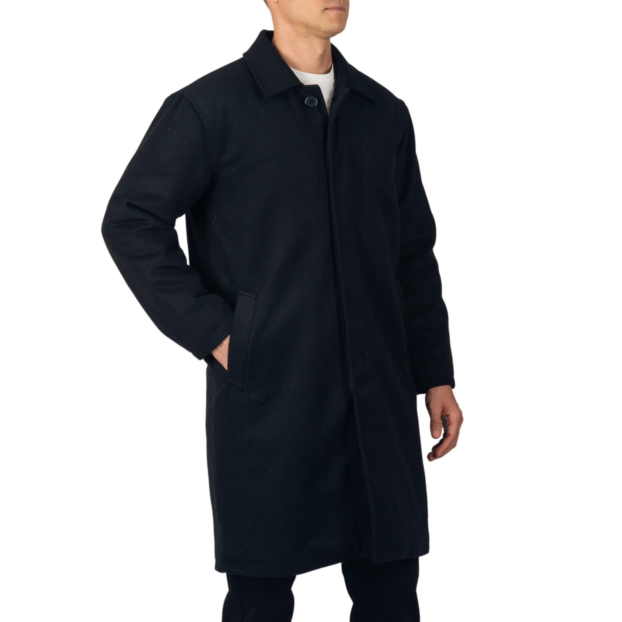 Zach Men’s Wool Blend Overcoat – Knee-Length Trench Coat, Runs Large for Layering Over Suits or Sweaters