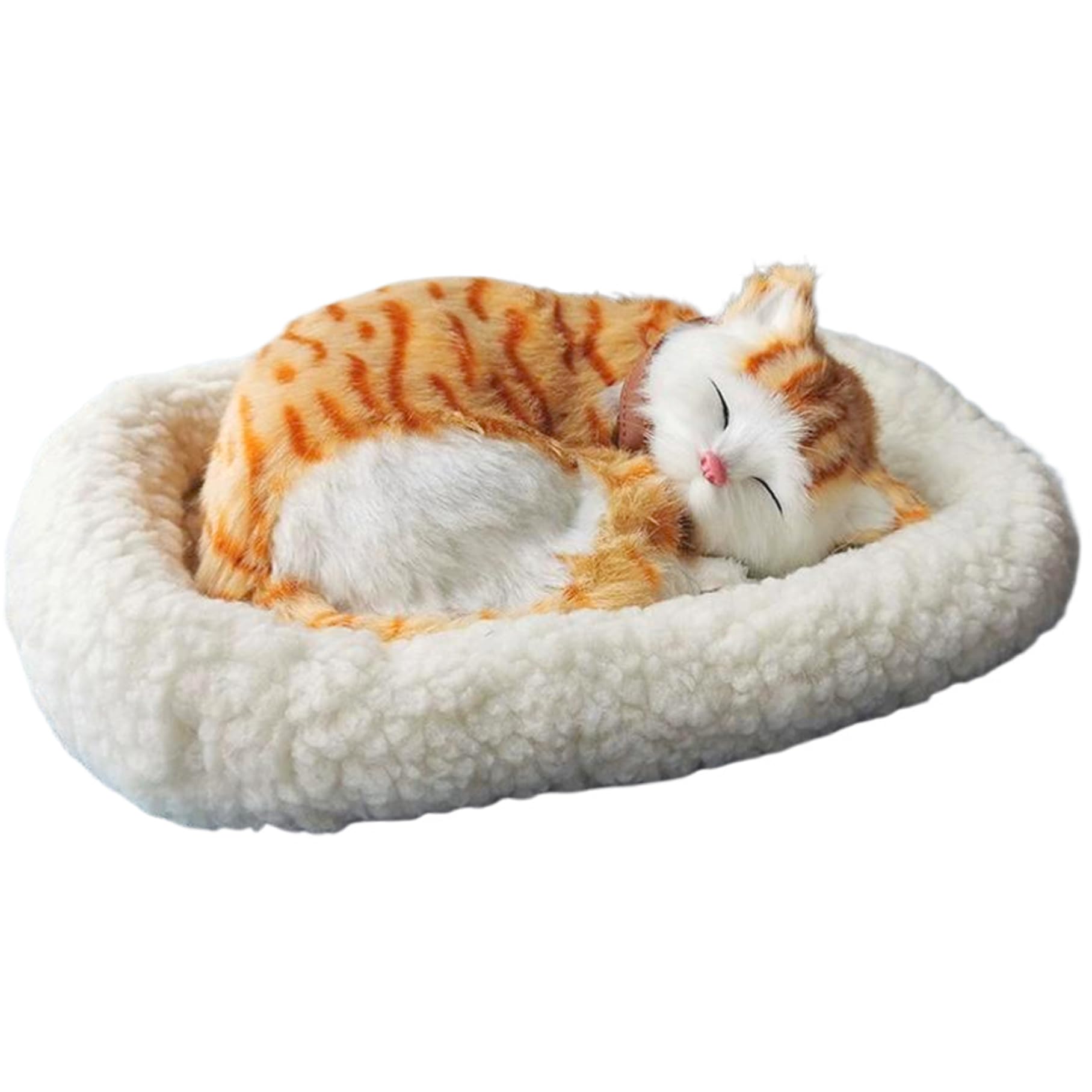 Peluche de Gato Que Respira, Suave y tierno, durmiendo sobre una Almohadilla. Gato Interactivo Realista Que Respira, Funciona con Pilas, para Escritorio en casa, sin Pilas, Amarillo.