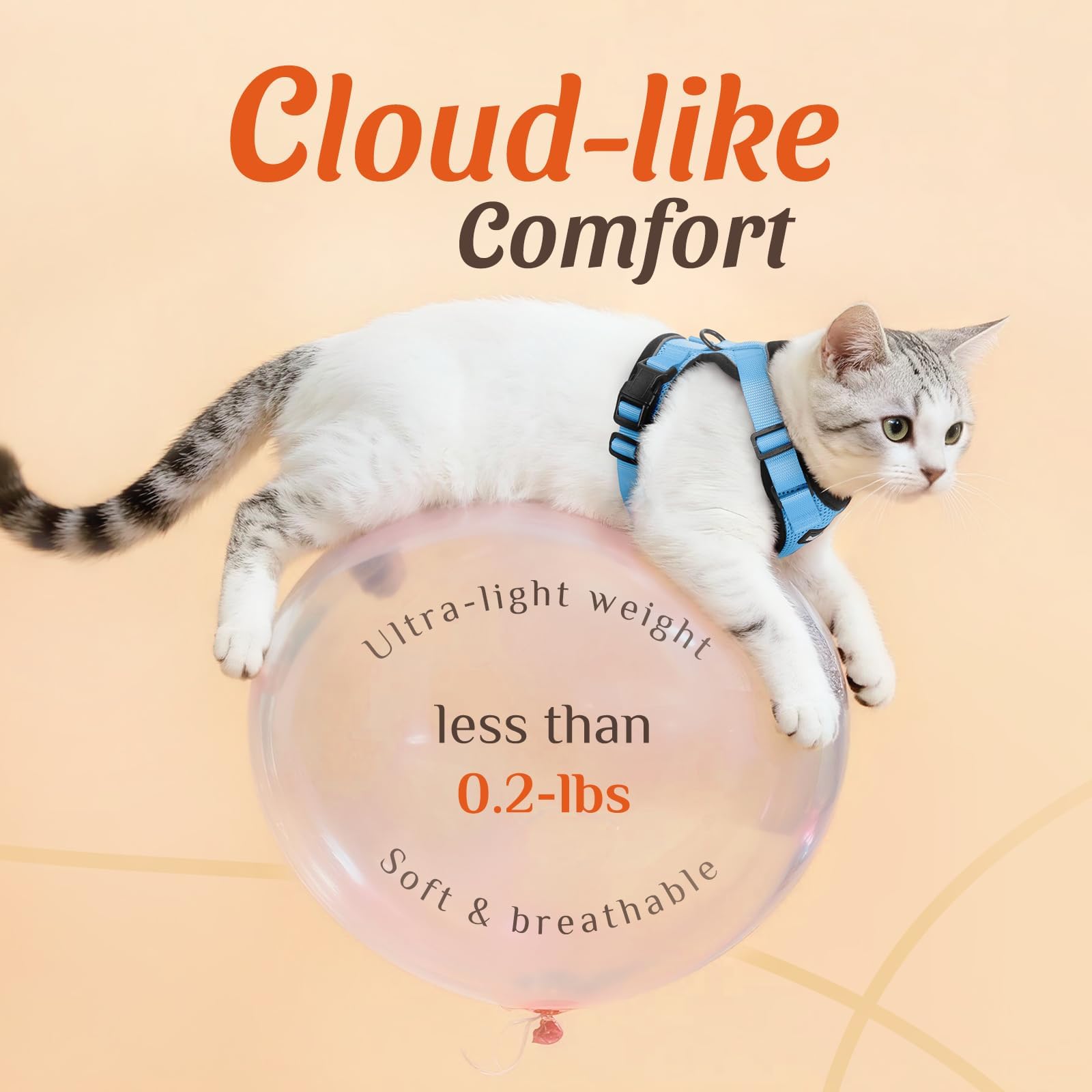 Dooradar Harnais et Laisse pour Chat, Anti-Fuite, sûr et réglable, Gilet pour Chaton, contrôle Facile, Veste en Maille Douce et Respirante avec Bandes réfléchissantes
