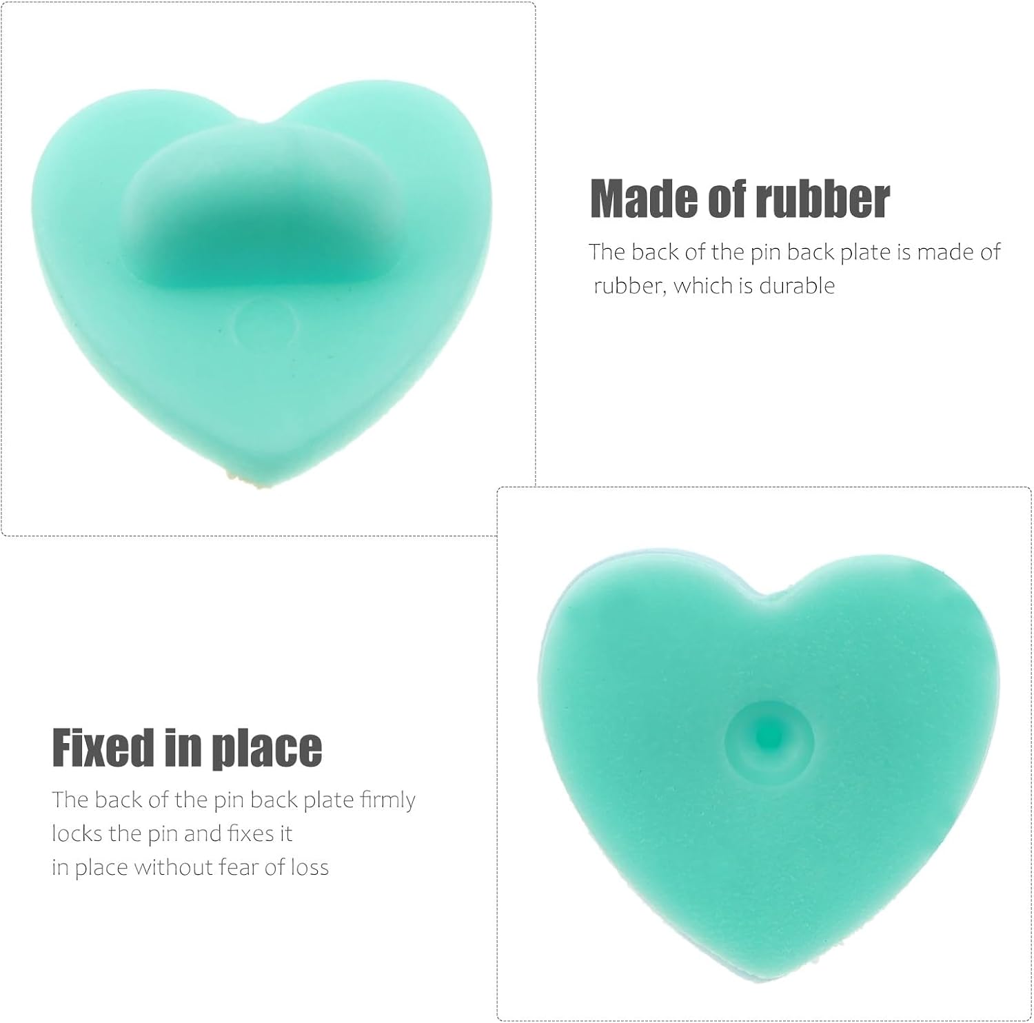 Pin Backs 300Pcs Heart Shape Rubber Pin Backs Practical Brooch Buckles Replacement for Lapel Pins Tie Tacks Jewelry Badges for Backing Holder Clasp(Green)