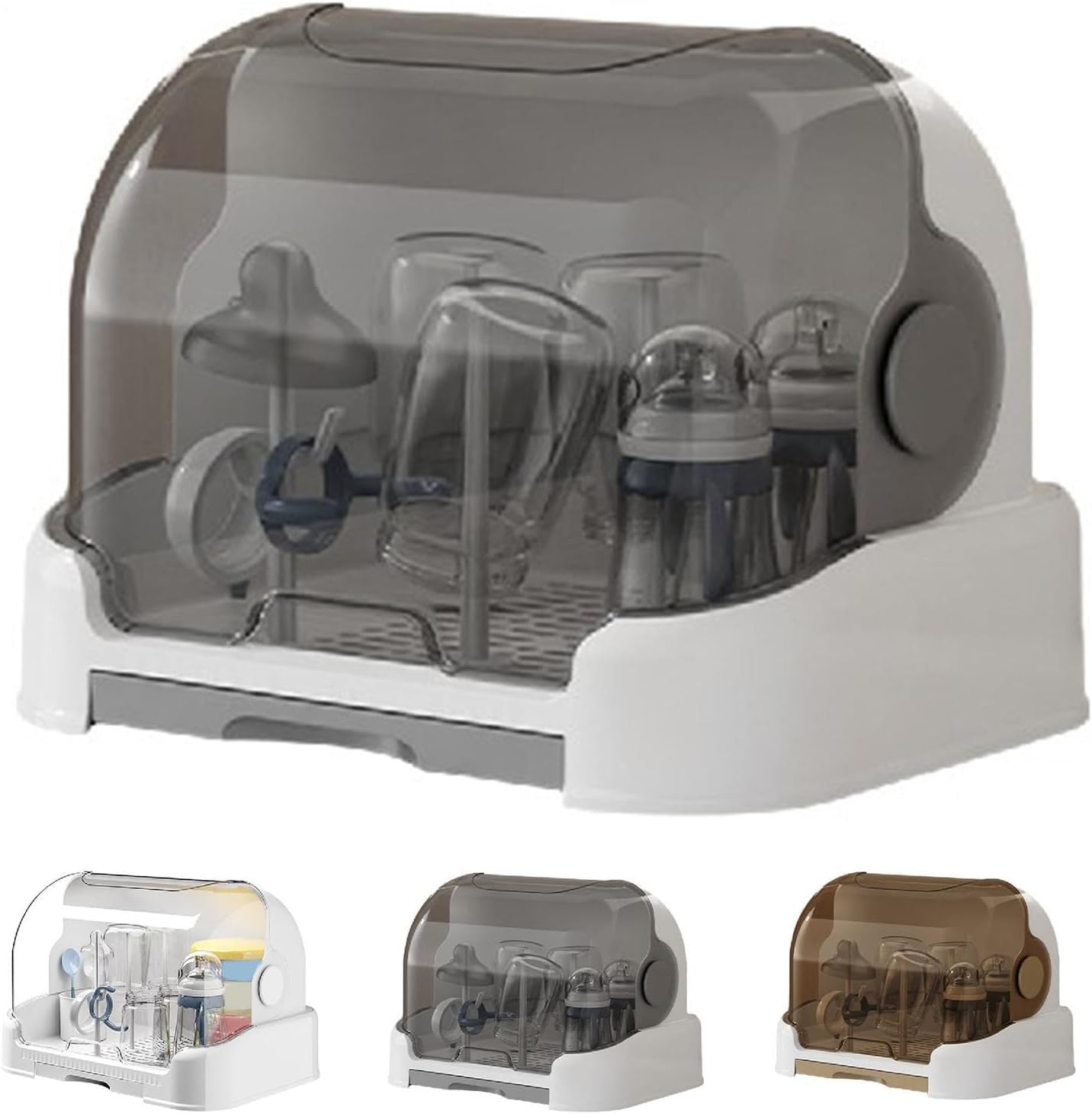 Soporte Para Biberones De Bebé, Secador Escurre Biberones Con Tapa, Estante De Secado De Biberones, Caja De Almacenamiento Biberones Con Bandeja De Goteo Extraíble Para Botellas, Aspiradoras, Tazas