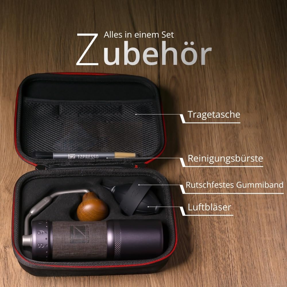 1Zpresso J-Ultra Manuelle Kaffeemühle Eisen Grau, Konisches Mahlwerk, Klappgriff, Magnetischer Auffangbehälter 40g, Numerisch Einstellbare Feinheit, Schnellere Mahlgeschwindigkeit ideal für Espresso