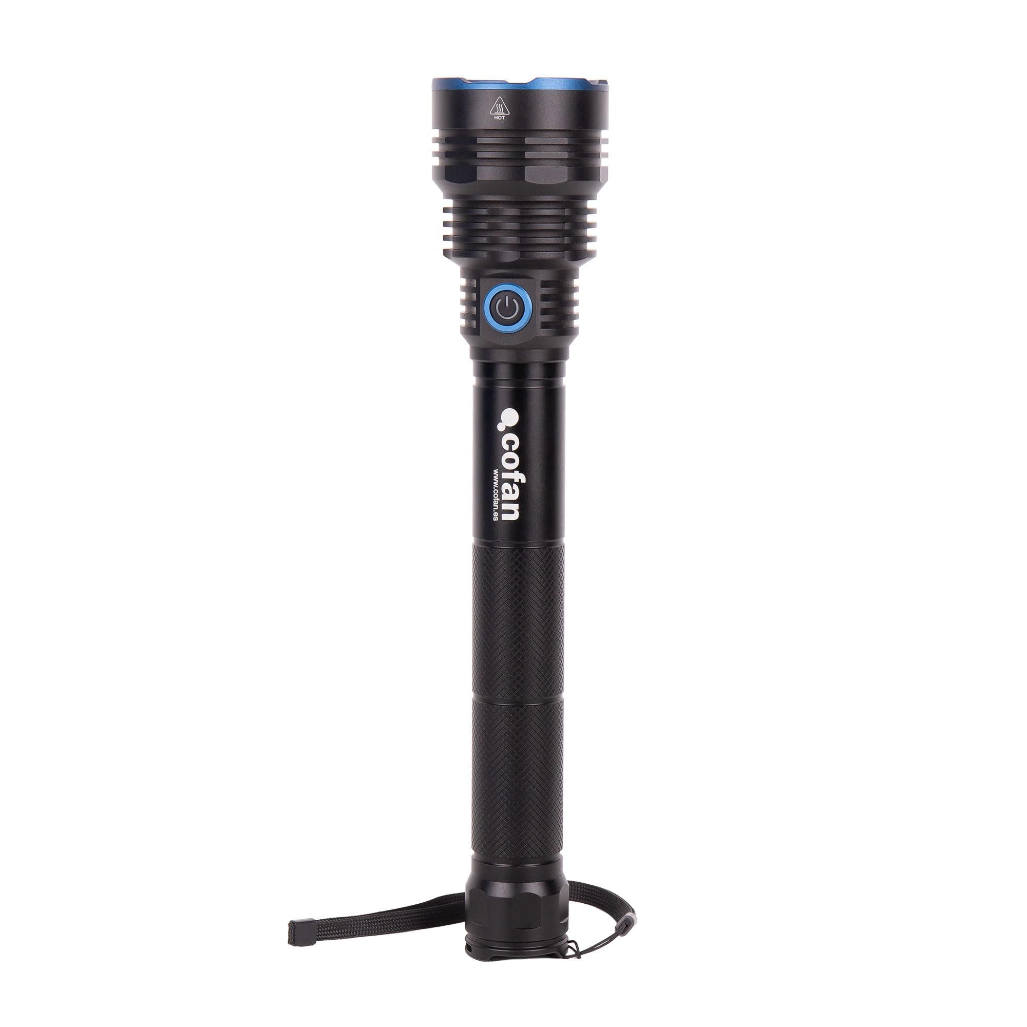 Cofan Linterna LED Recargable Alta Potencia, 18000 LM, 6 Modos de Luz, Linterna de Mano Recargable USB-C, Protección IP44, Alcance 260 m
