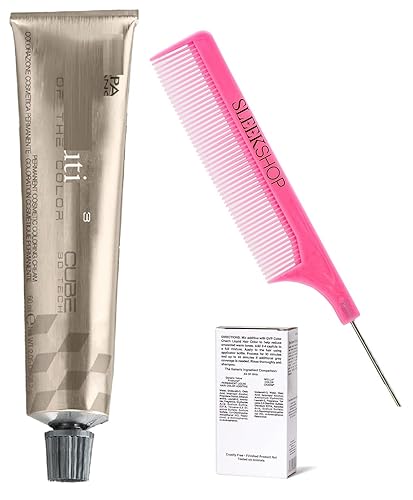practice Sieekshop Comb + EVOLUTlON Cube de Alfaprf - Tinte permanente en crema para el cabello (con peine rosa SIeekshop), fabricado en Italia,