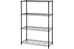 Adjustable 4-Tier Commercial-Grade Metal Kitchen Shelves (14x36x54in, Black)