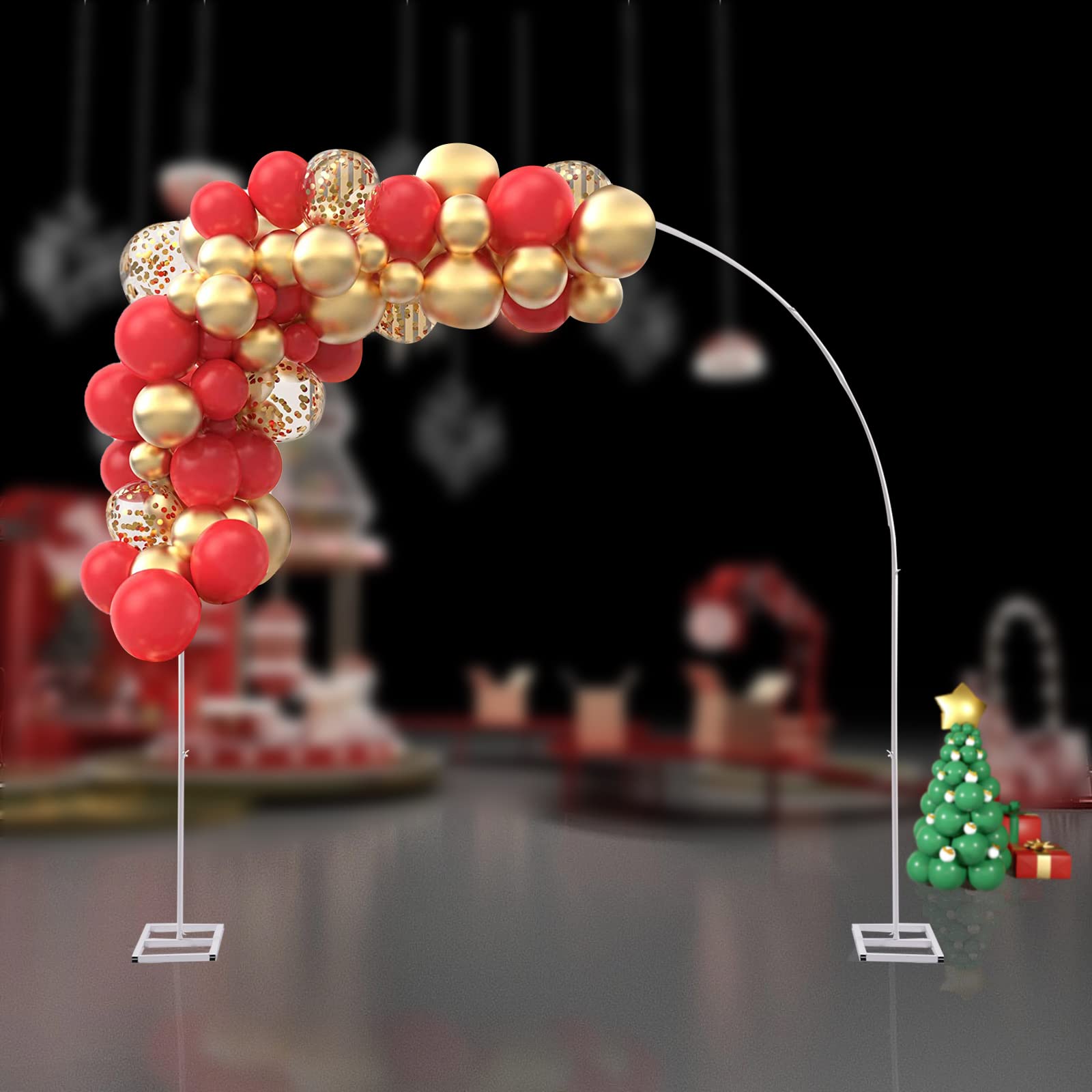 7.5ft Metall Hochzeitsbogen Traubogen Hochzeit Blumen Ballonbogen Rahmen Tragbares Großer Metall-Ballonbogen Hintergrundständer (Weiß)