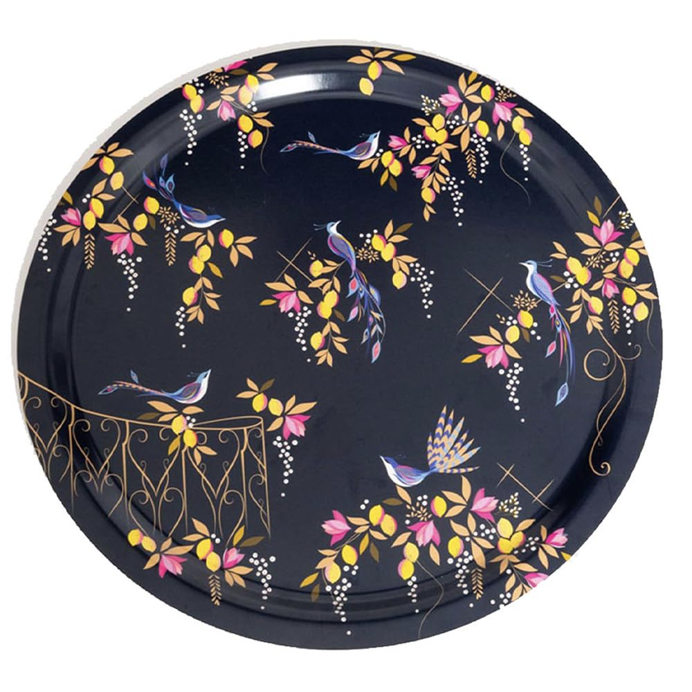 Elite Gift Boxes Blue Sara Miller - Navy Orchard Birds Birch Wooden Tray 490 Mm (D)