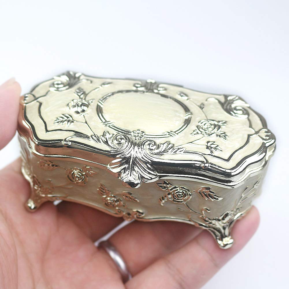 ROSIKING Emboss Alloy Metal Music Box Mini Wind Up Antique Jewelry Musical Boxes Christmas Birthday Valentine's Day Gifts Plays Spirited Away