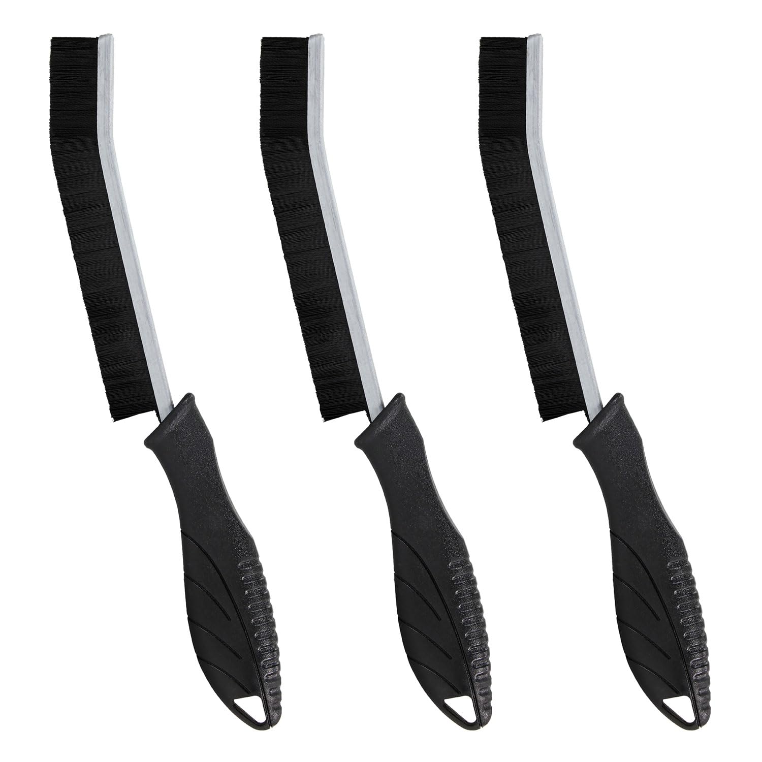 Taylor & Brown Black Crevice Cleaning Brush Set 3 Pcs – Cleaning Essentials, Hard Bristle Groove & Gap Brushes For Bathroom, Kitchen, Tile, Grout, Window Tracks, Door Frames, Toilet, Sink & Car Detailing
